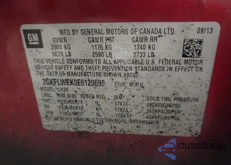 2014 GMC Terrain Sle-2 z USA, uszkodzony, nr VIN 2GKFLWEK0E6120690